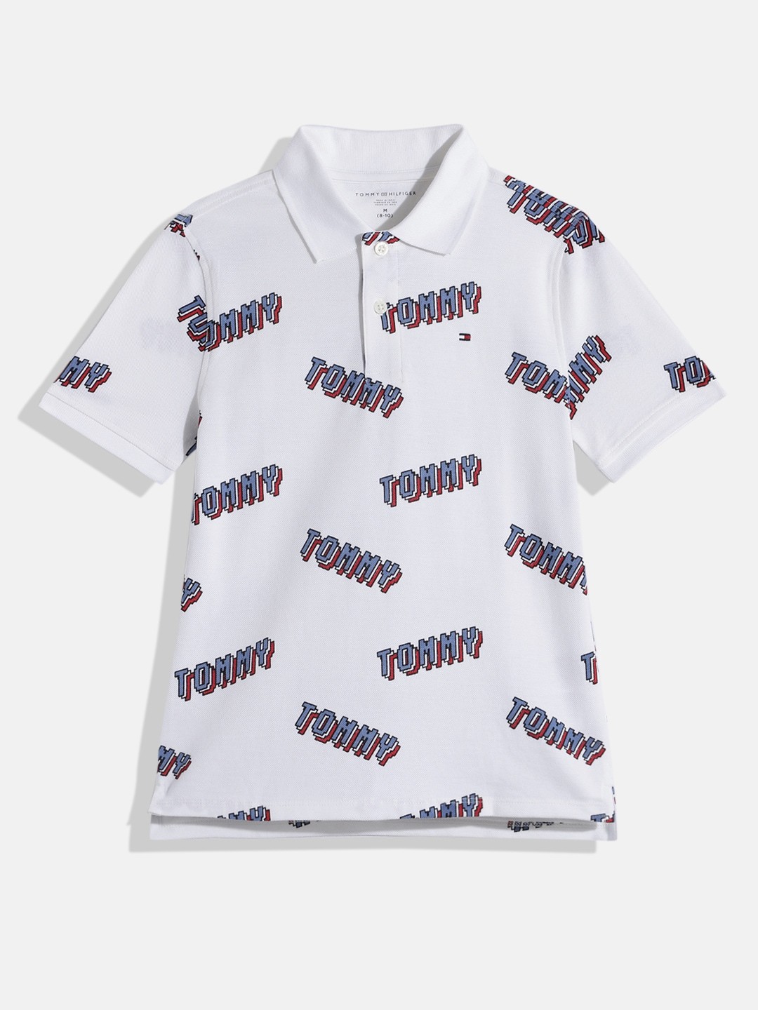 

Tommy Hilfiger Boys Brand Logo Print Polo Collar Pure Cotton T-shirt, White