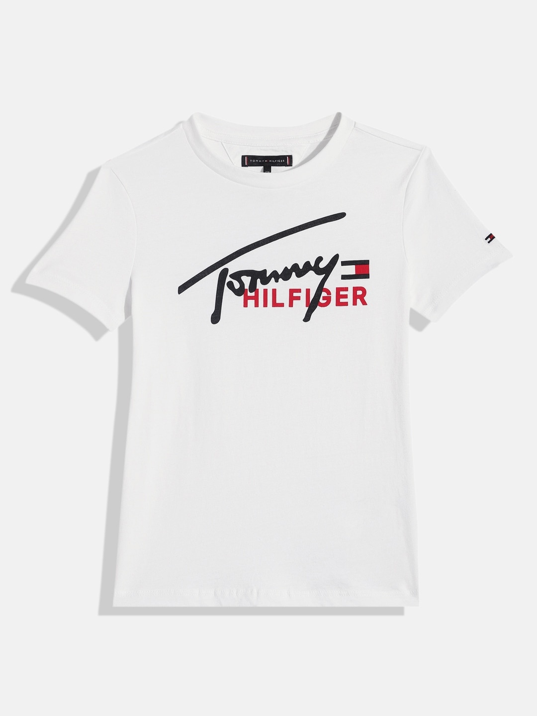 

Tommy Hilfiger Boys Brand Logo Printed Pure Cotton T-shirt, White