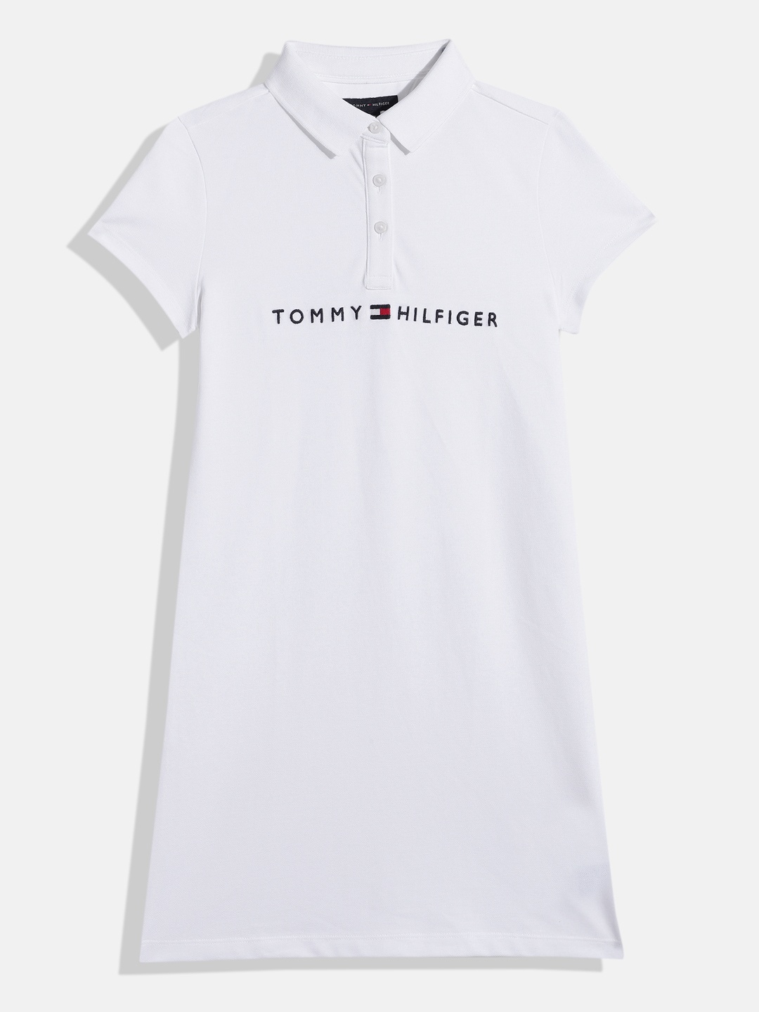 

Tommy Hilfiger Girls Brand Logo Embroidered A-Line Dress, White