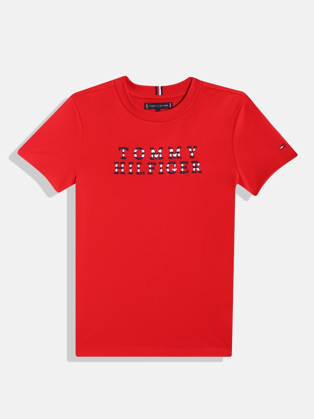 

Tommy Hilfiger Boys Pure Cotton Brand Logo Embroidered T-shirt, Red