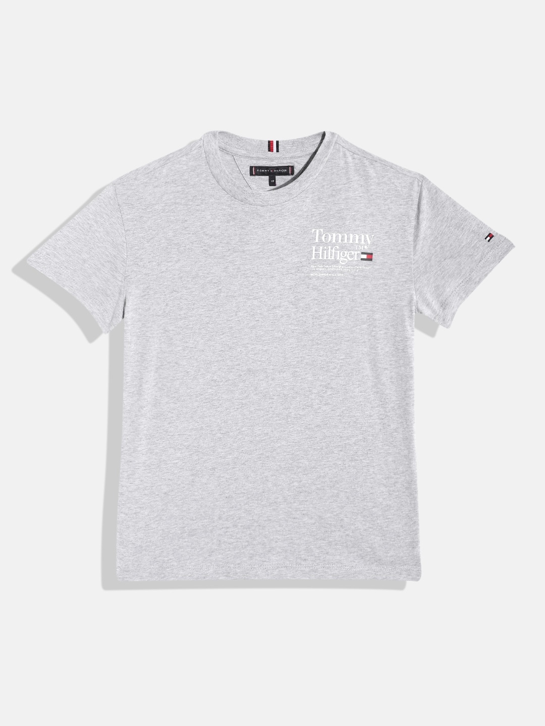 

Tommy Hilfiger Boys Pure Cotton Brand Logo Detail T-shirt, Grey melange