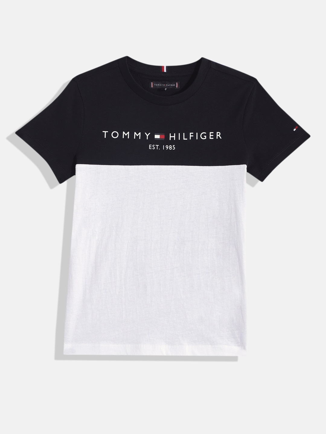 

Tommy Hilfiger Boys Colourblocked Pure Cotton T-shirt, Navy blue