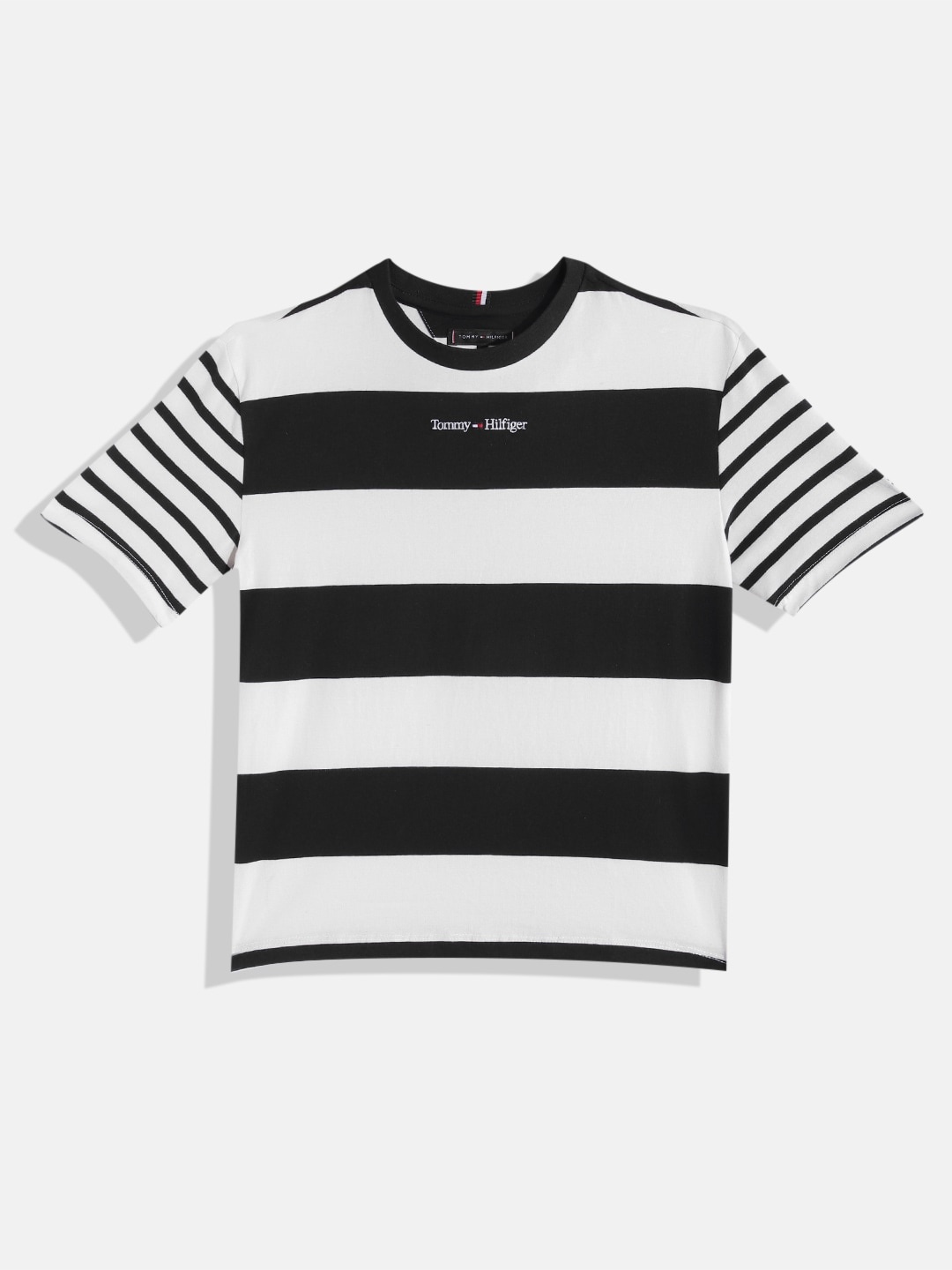 

Tommy Hilfiger Boys Pure Cotton Striped T-shirt, Navy blue