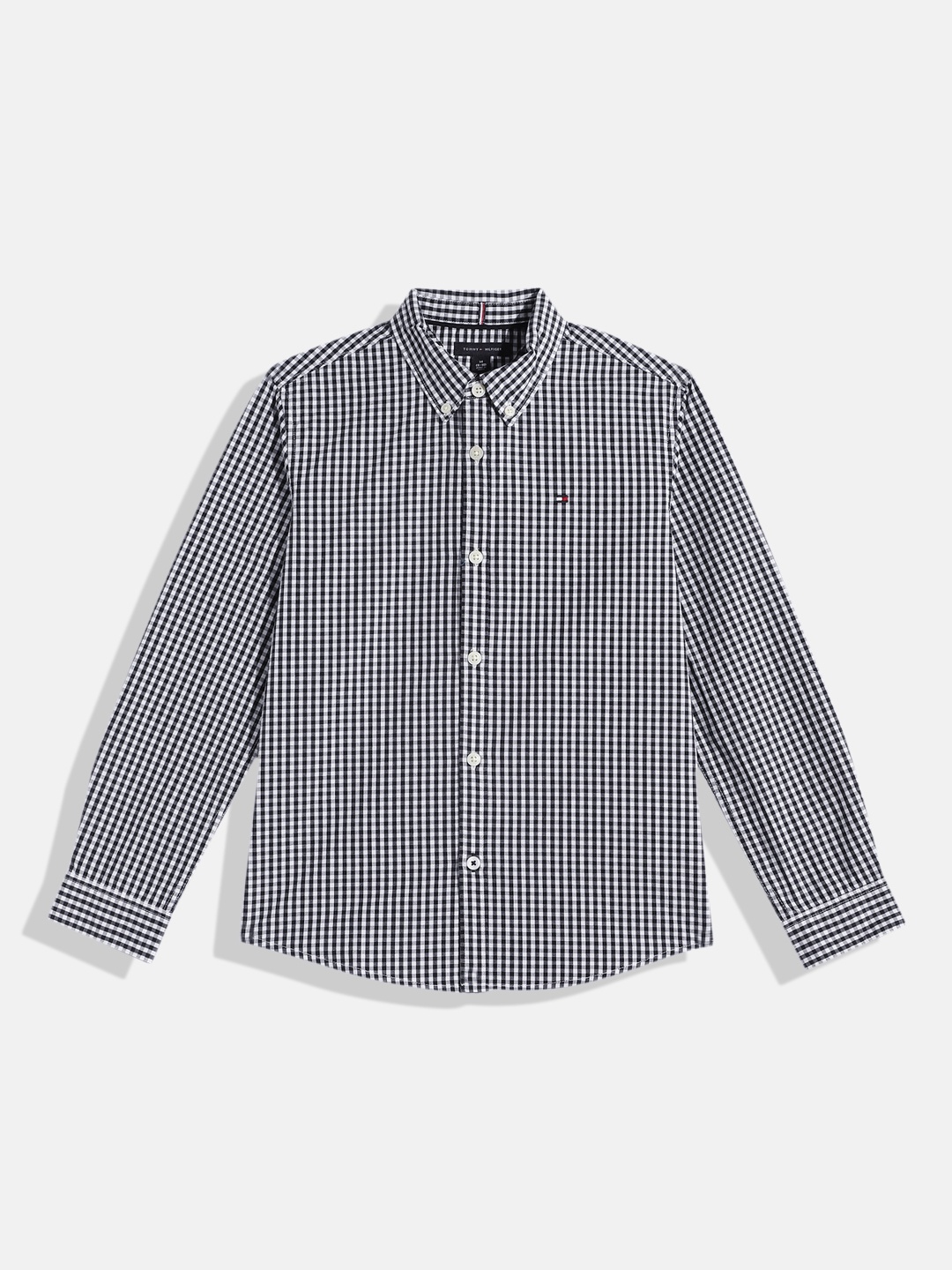 

Tommy Hilfiger Boys Gingham Checked Pure Cotton Casual Shirt, Black