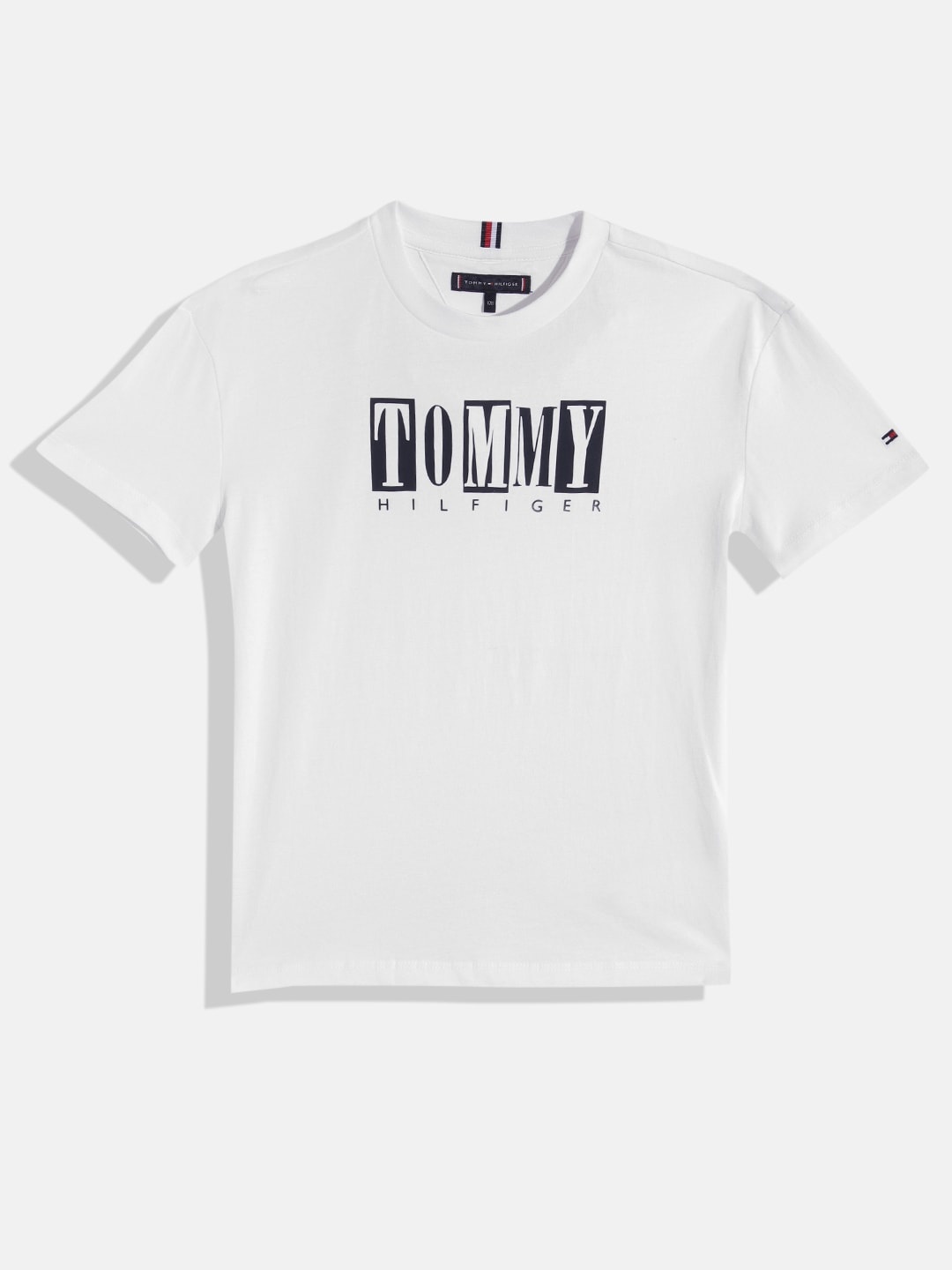 

Tommy Hilfiger Boys Pure Cotton Brand Logo Printed T-shirt, White