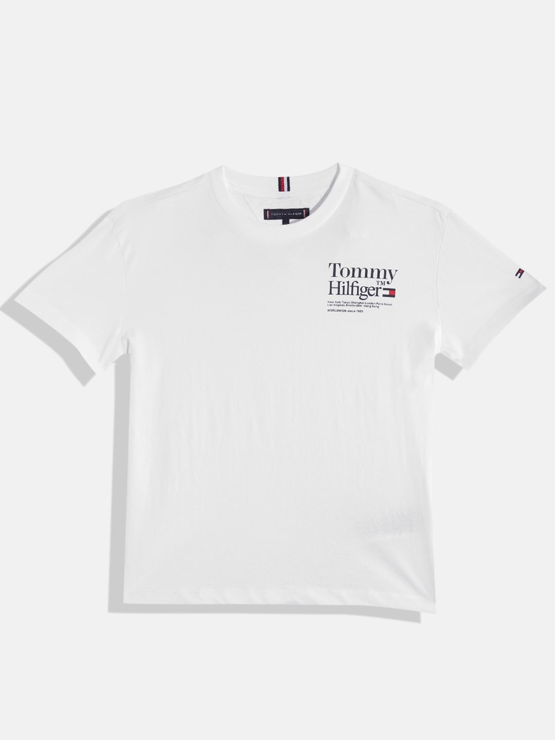 

Tommy Hilfiger Boys Pure Cotton Brand Logo Detail T-shirt, White
