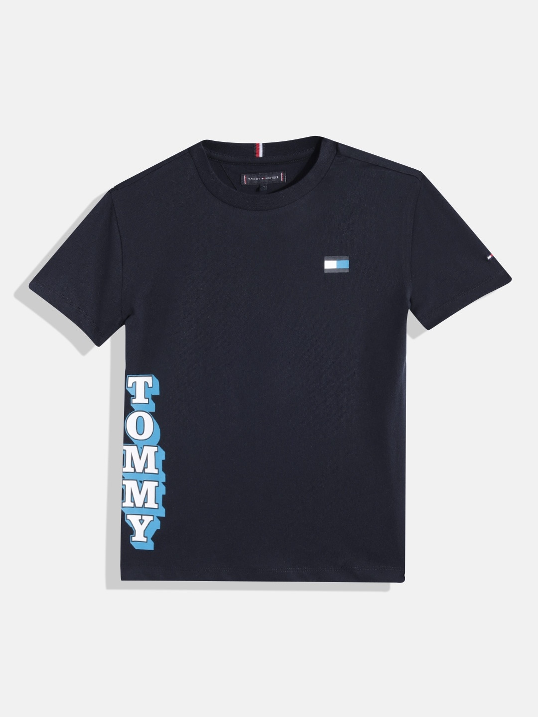 

Tommy Hilfiger Boys Pure Cotton Brand Logo Detail T-shirt, Navy blue