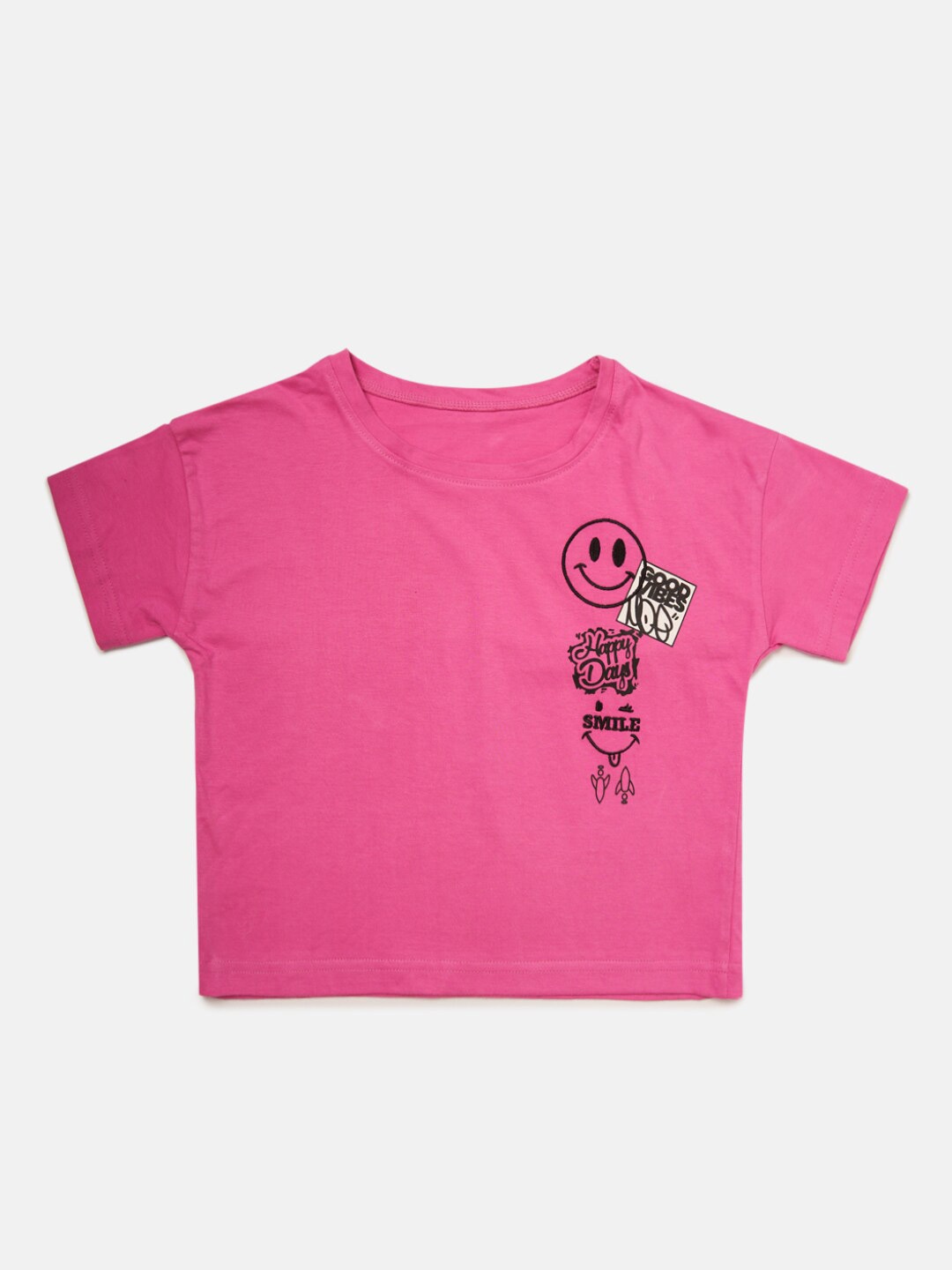 

Angel & Rocket Girls Printed Round Neck Cotton T-shirt, Pink