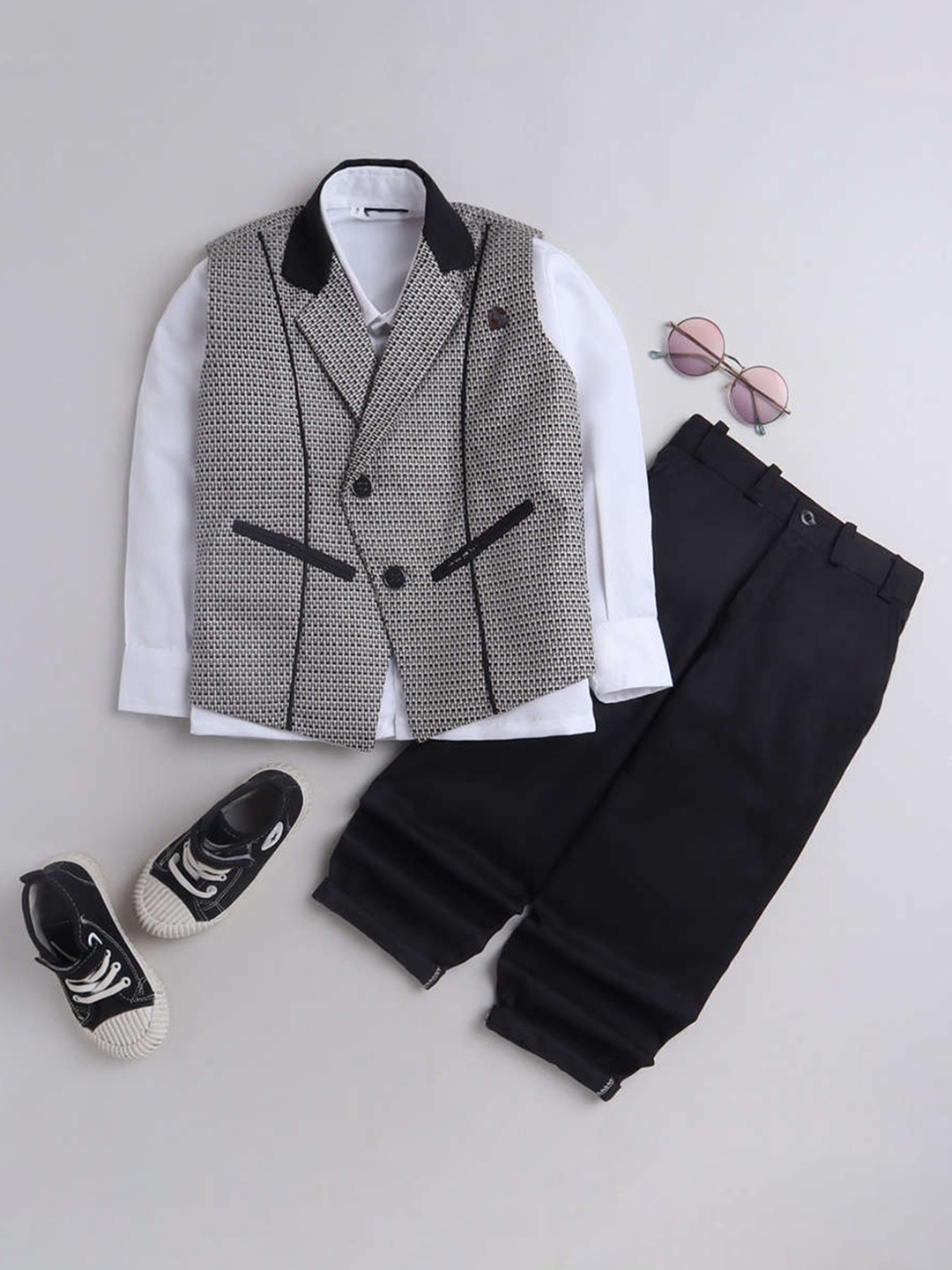 

DKGF FASHION Boys 3-Piece Suit Set, Black