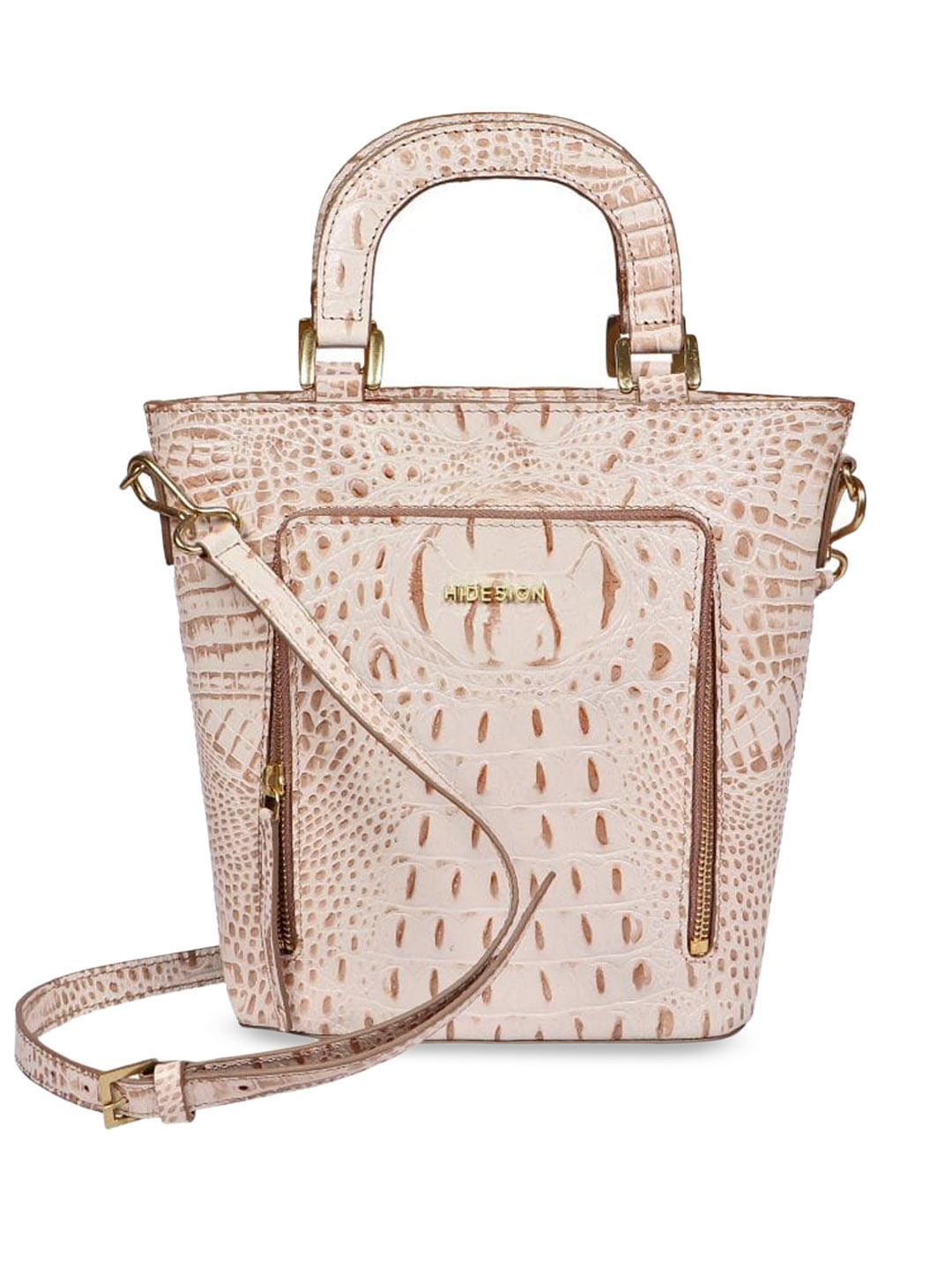 

Hidesign Women Animal Textured Leather Swagger Handheld Bag, Cream