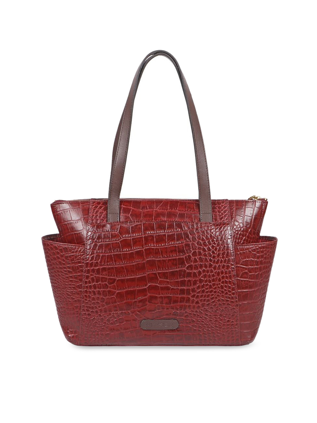 

Hidesign Women Animal Textured Leather Oversized Shopper Shoulder Bag, Red