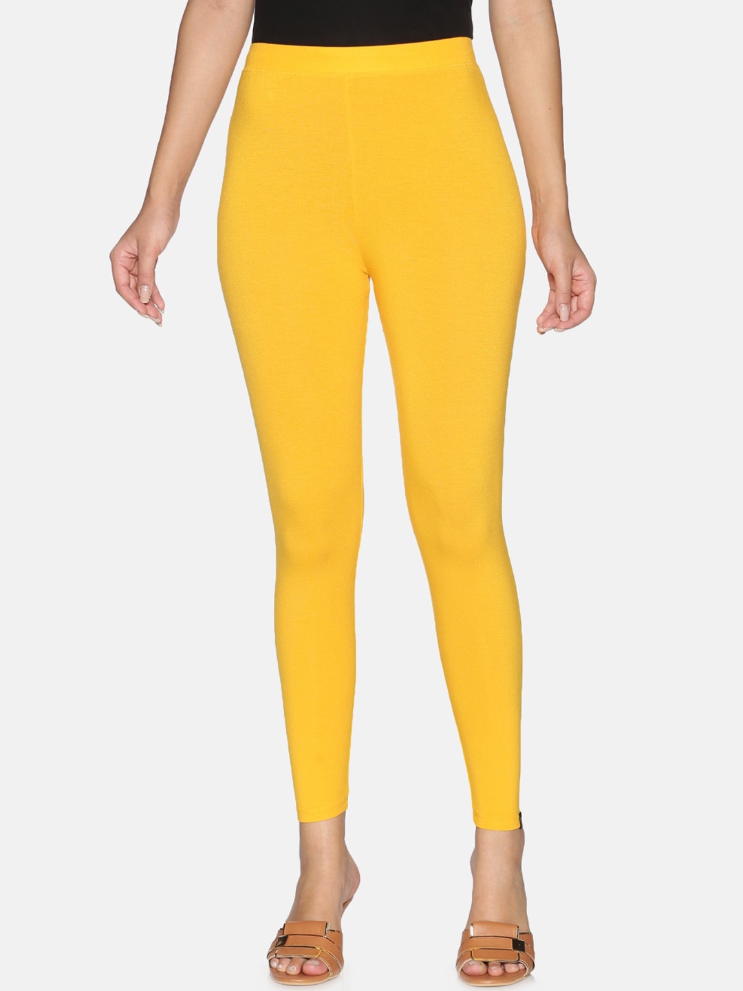 

TWIN BIRDS Women Solid Super Stretch Viscose Ankle Length Leggings, Yellow