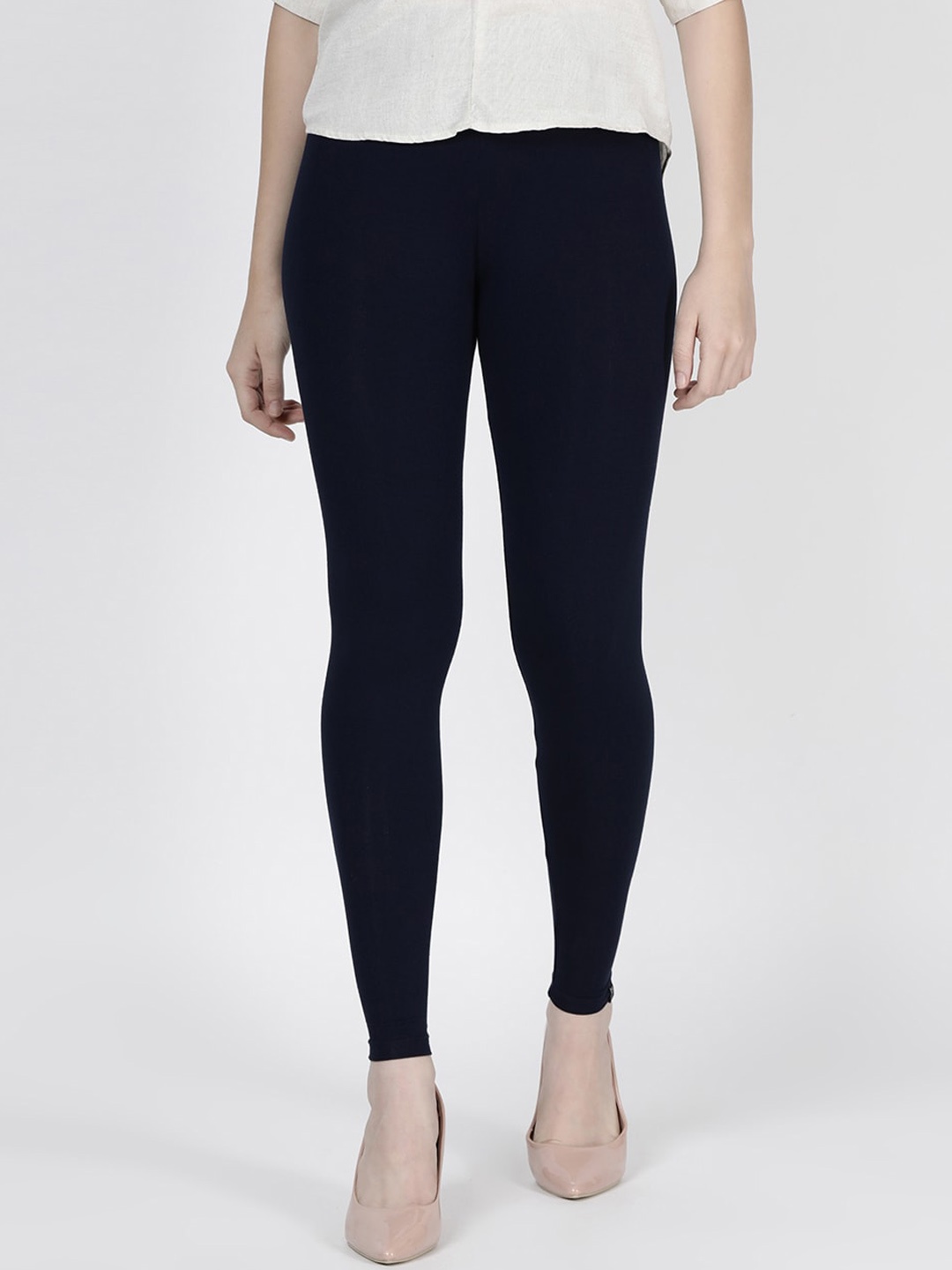 

TWIN BIRDS Women Solid Super Stretch Viscose Ankle Length Leggings, Navy blue