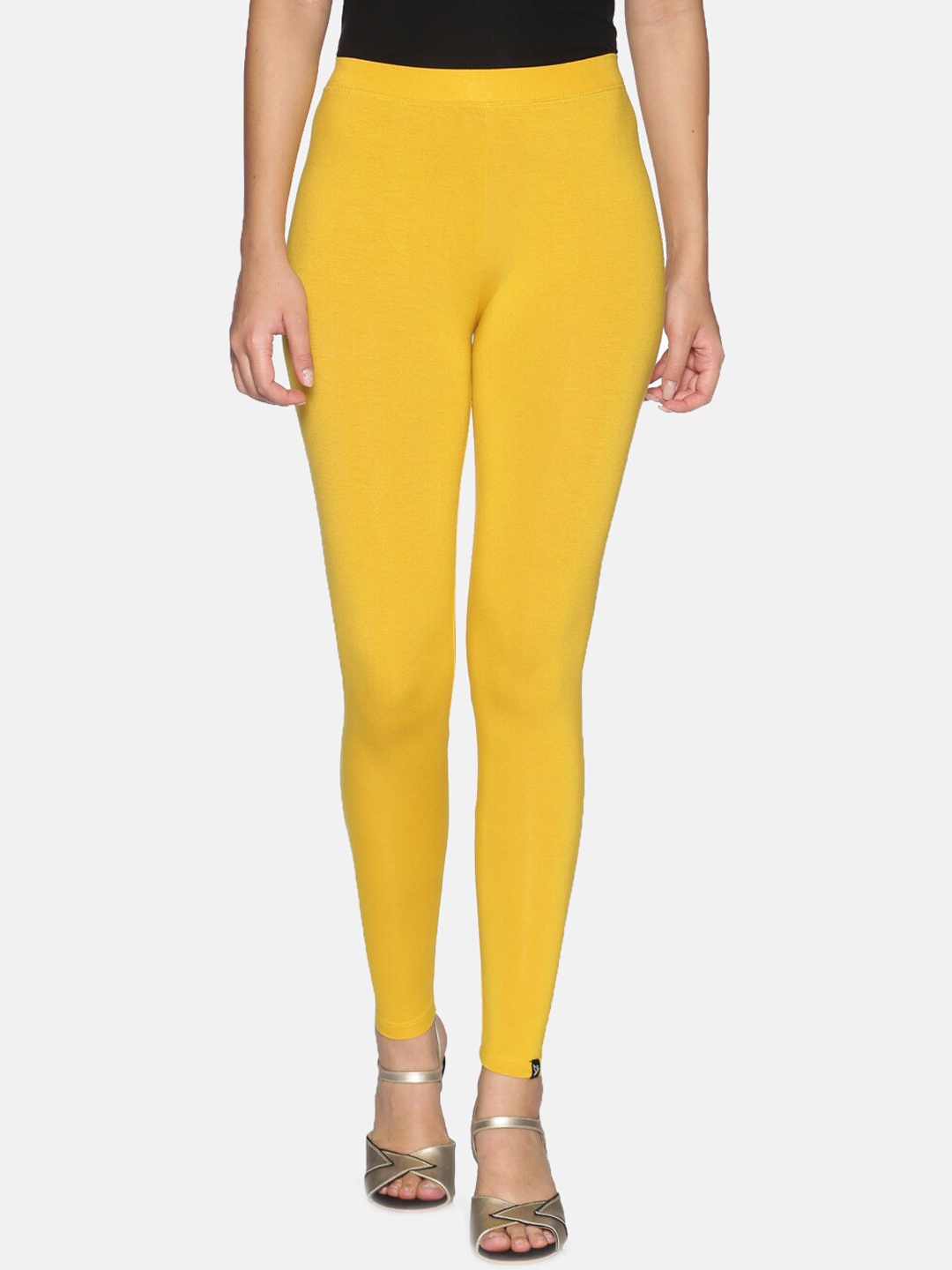 

TWIN BIRDS Women Solid Super Stretch Viscose Ankle Length Leggings, Yellow