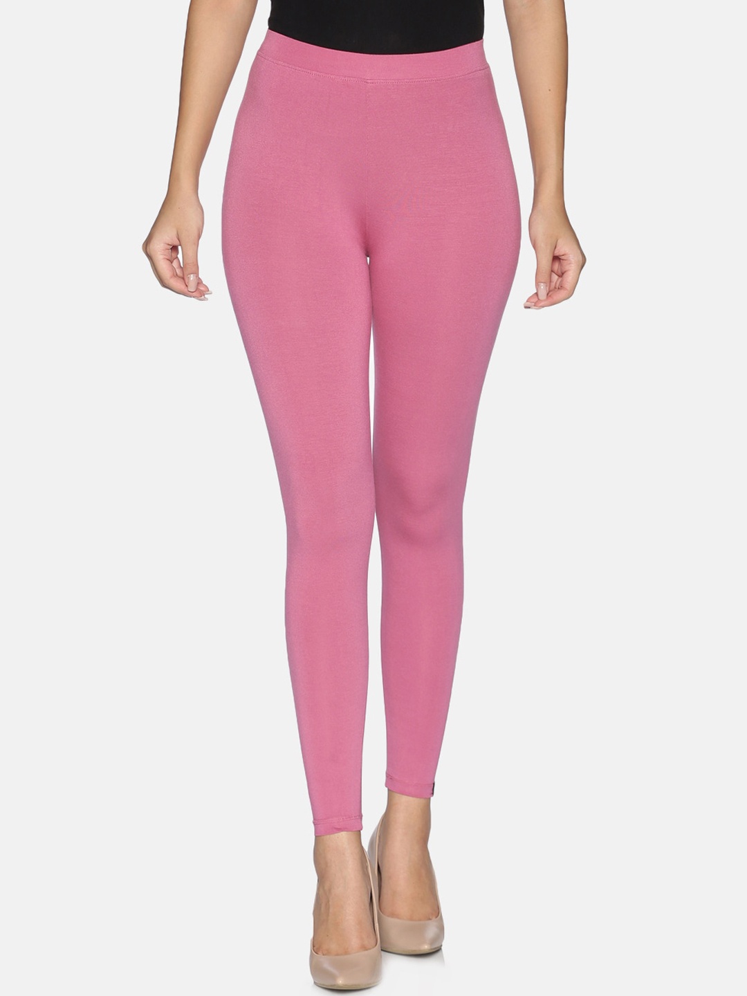 

TWIN BIRDS Women Solid Super Stretch Viscose Ankle Length Leggings, Pink