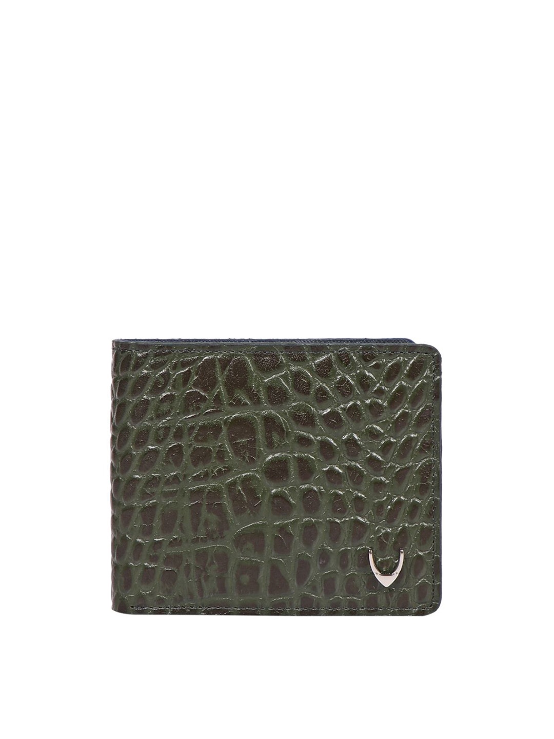 

Hidesign Men Textured Leather Two Fold Wallet, Green