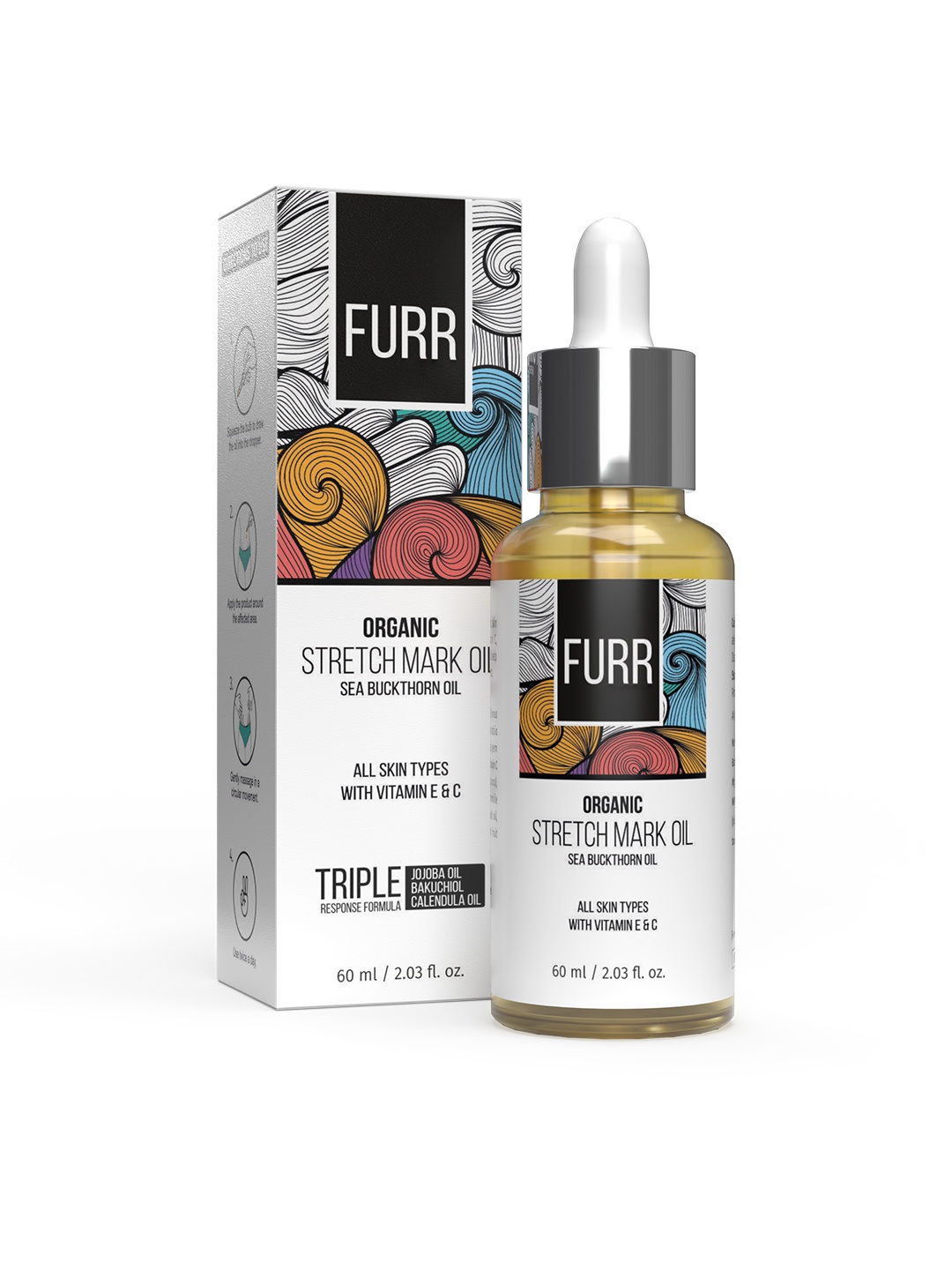 

PEESAFE FURR Sea Buckthorn Organic Stretch Mark Oil with Vitamin E & C - 60ml, White