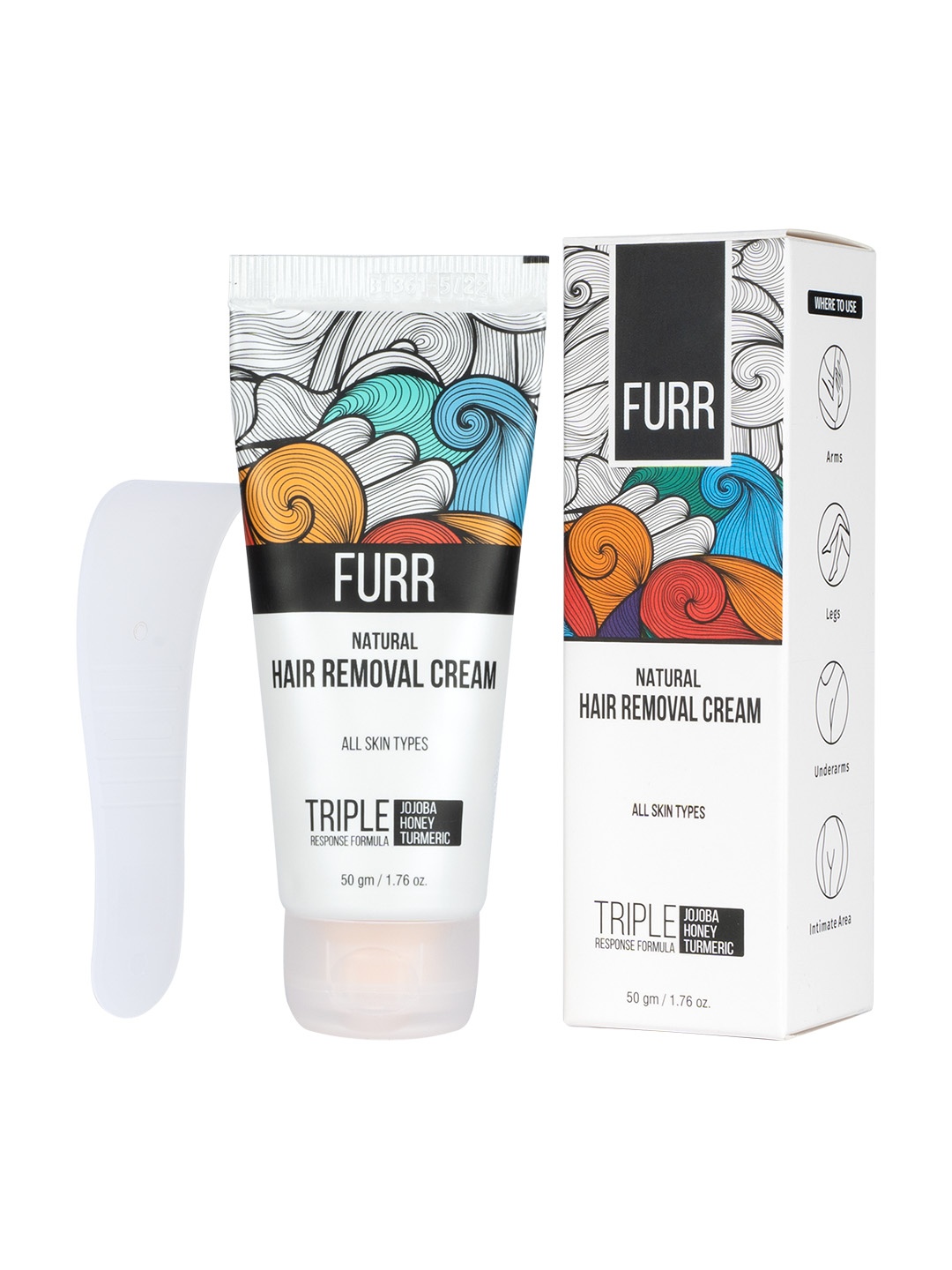 

PEESAFE Furr Natural Hair Removal Cream with Jojoba & Honey - 50 g, White