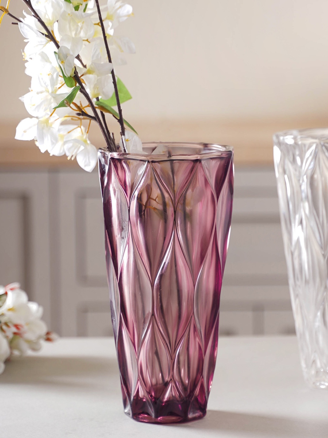 

Nestasia Mauve Textured Crystal Glass Vase