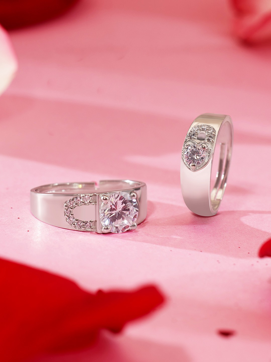 

March by FableStreet Silver Love Lock Couple Rings