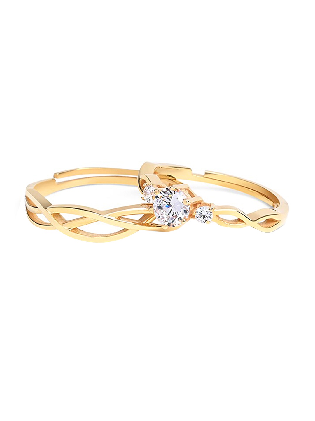 

March by FableStreet Set Of 2 Gold-Plated Silver Entwine Couple Rings