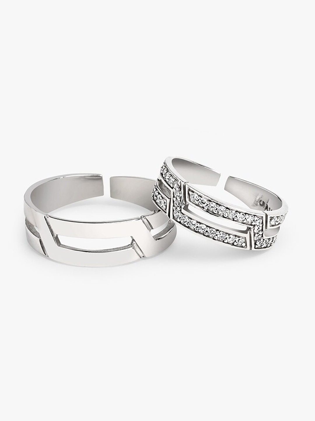 

March by FableStreet Set Of 2 Sterling Silver Soulmate Couple Rings