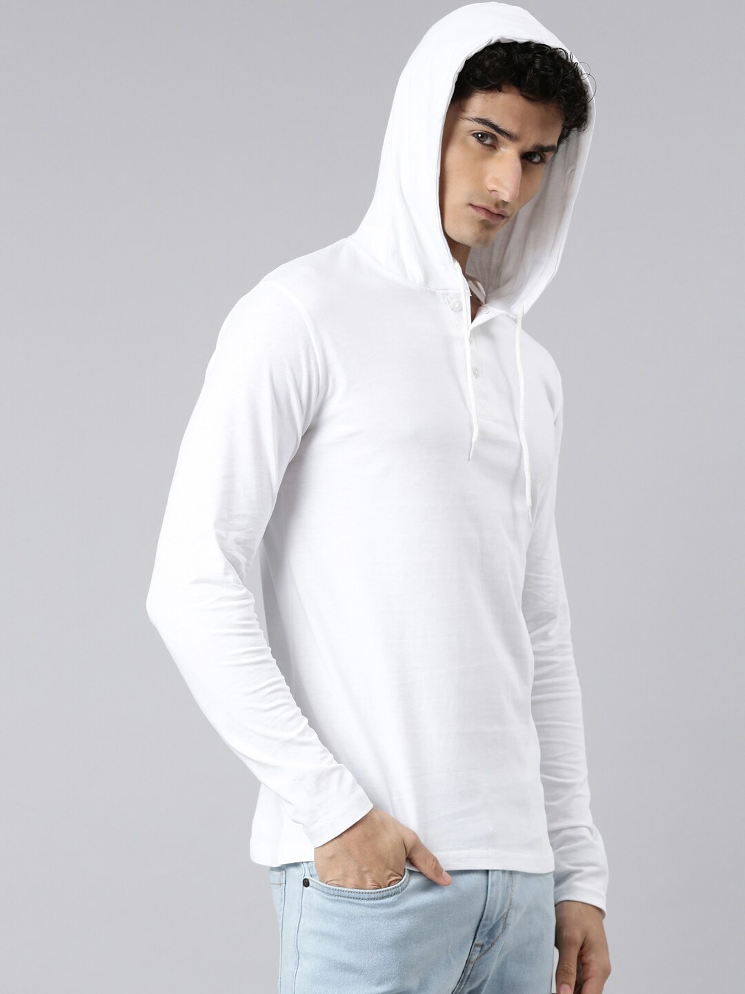 

Kryptic Men Pure Cotton Hood T-shirt, White