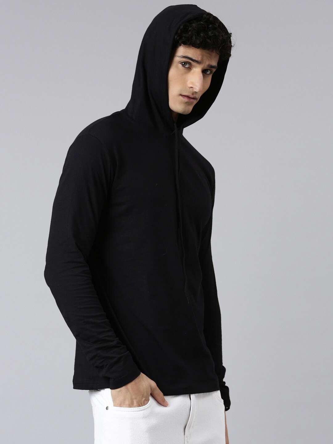 

Kryptic Men Pure Cotton Hood T-shirt, Black