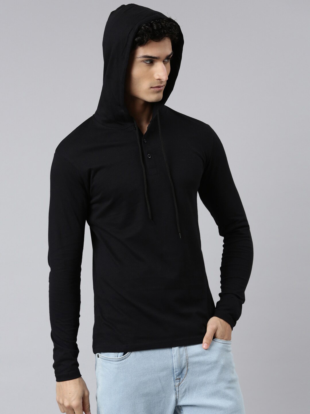 

Kryptic Men Hooded Pure Cotton T-shirt, Black