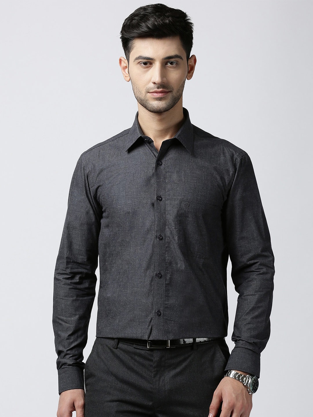 

Jansons Men Cotton Formal Shirt, Black