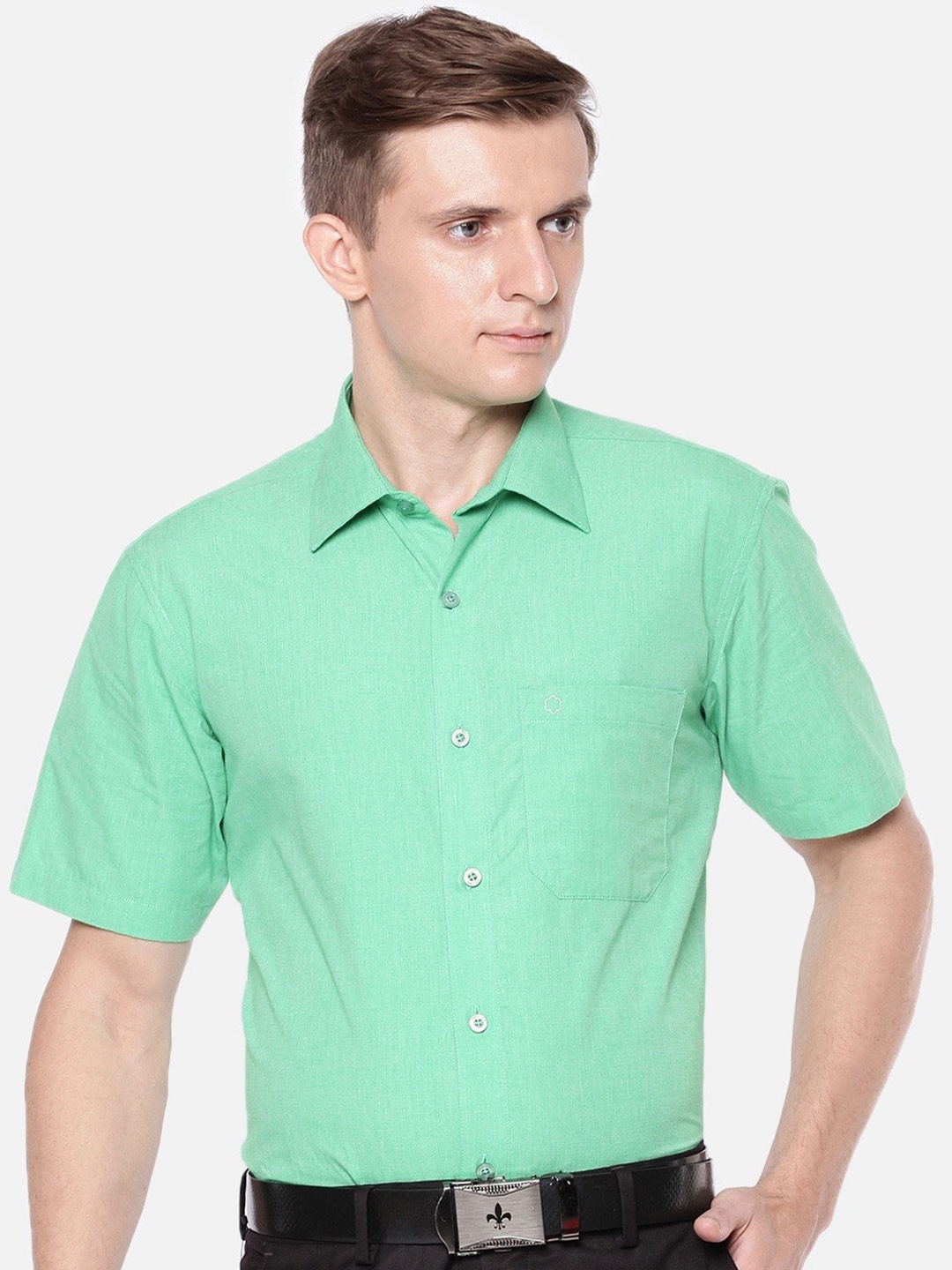 

Jansons Men Cotton Formal Shirt, Green