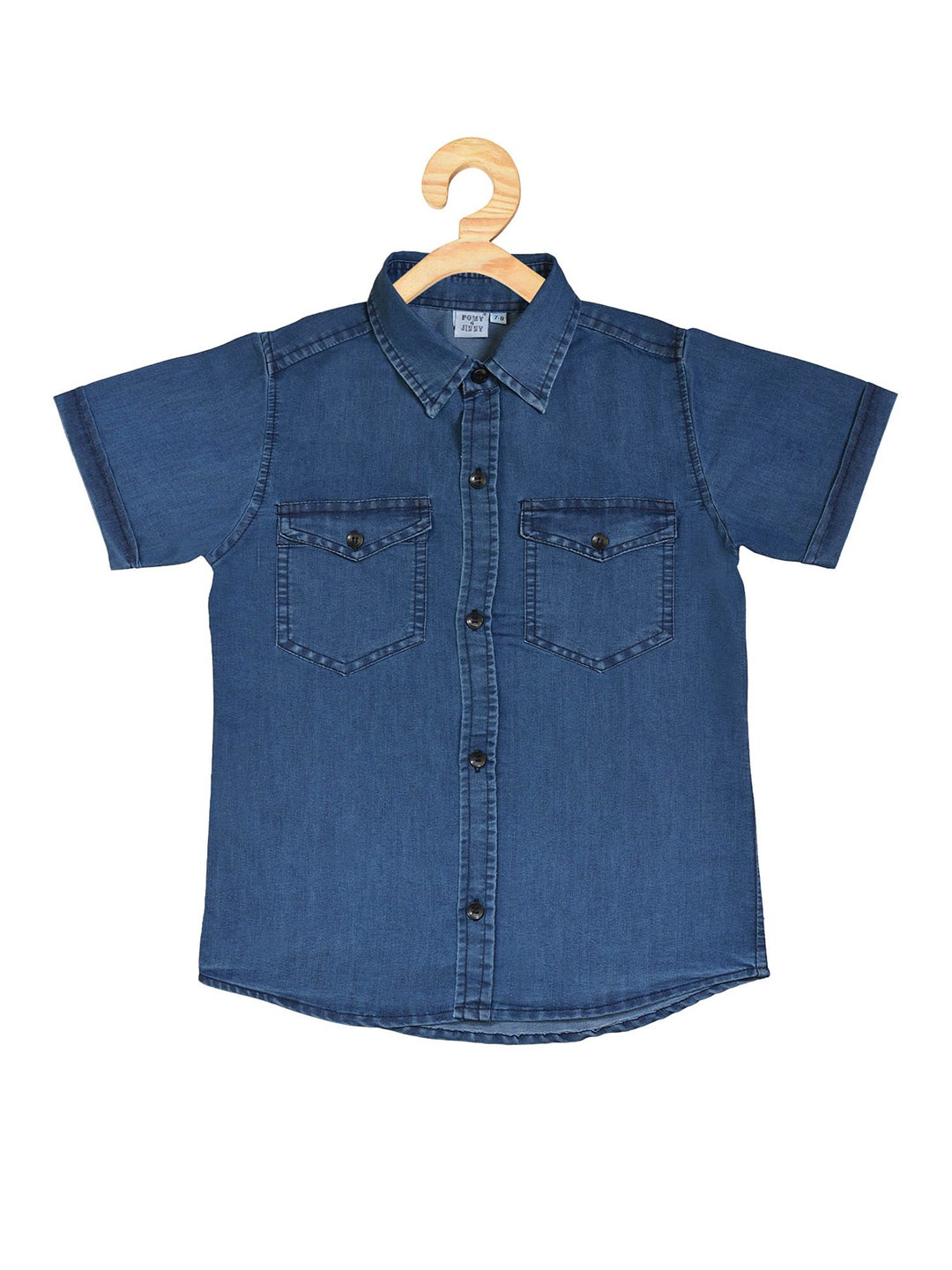 

POMY & JINNY Boys Smart Slim Fit Denim Casual Shirt, Blue