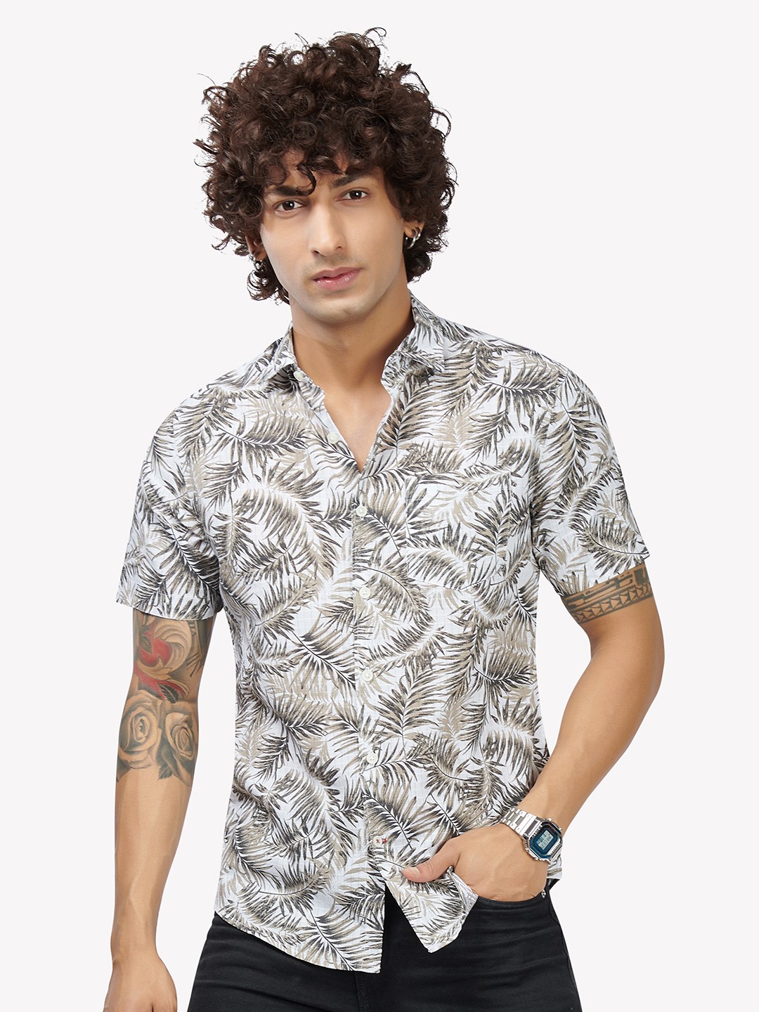 

VASTRADO Men White Floral Printed Casual Shirt