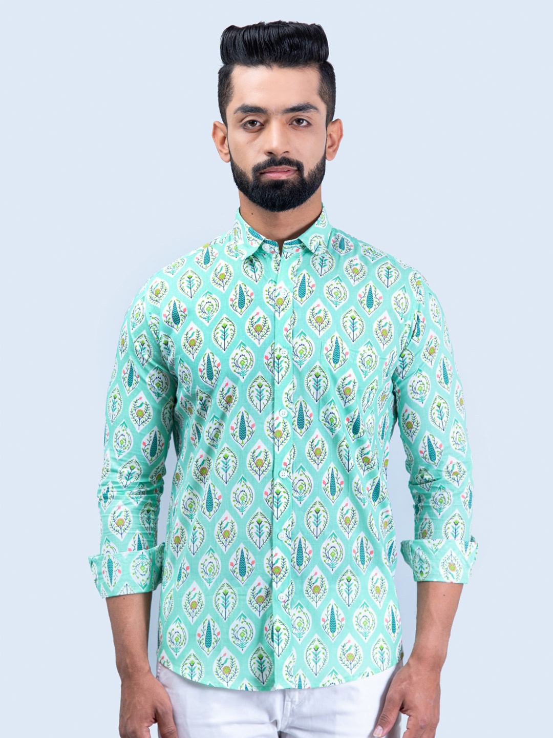 

Tistabene Men Printed Casual Cotton Shirt, Sea green