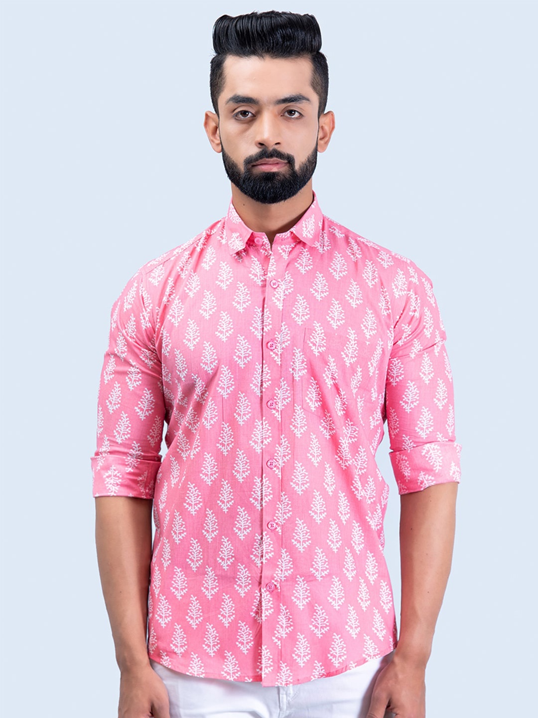 

Tistabene Men Printed Casual Cotton Shirt, Pink