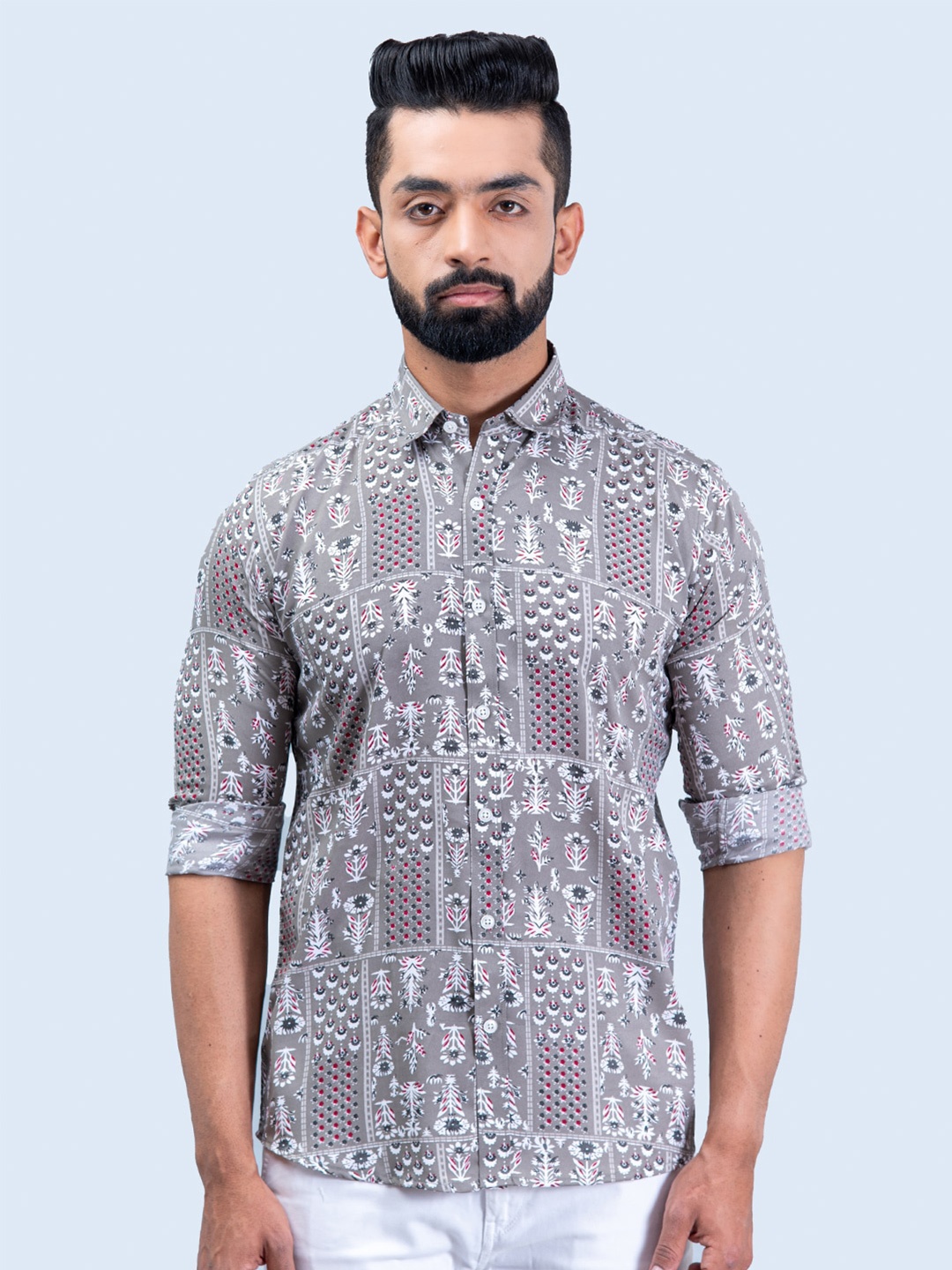 

Tistabene Men Printed Casual Shirt, Grey