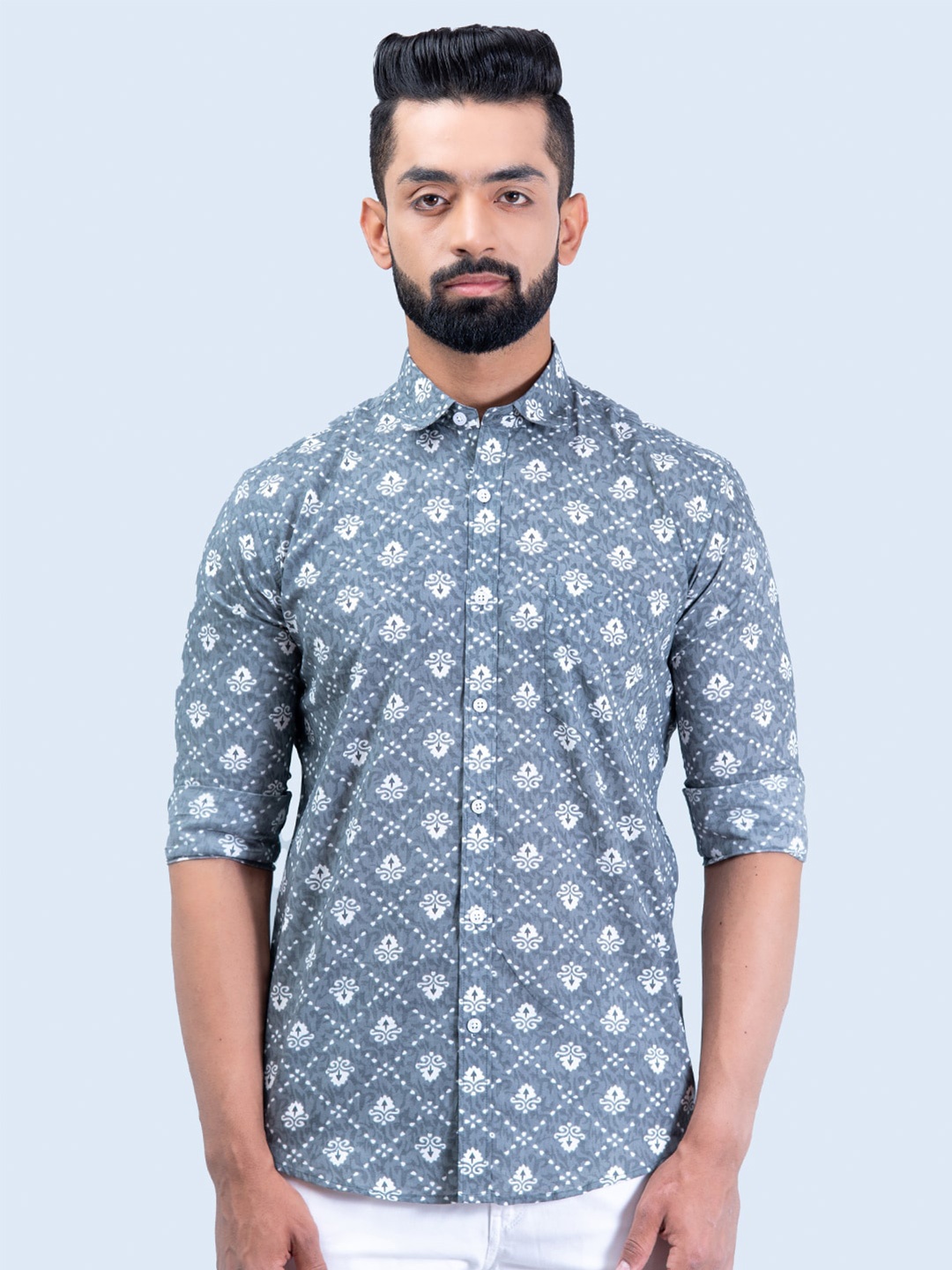 

Tistabene Men Printed Casual Cotton Shirt, Grey