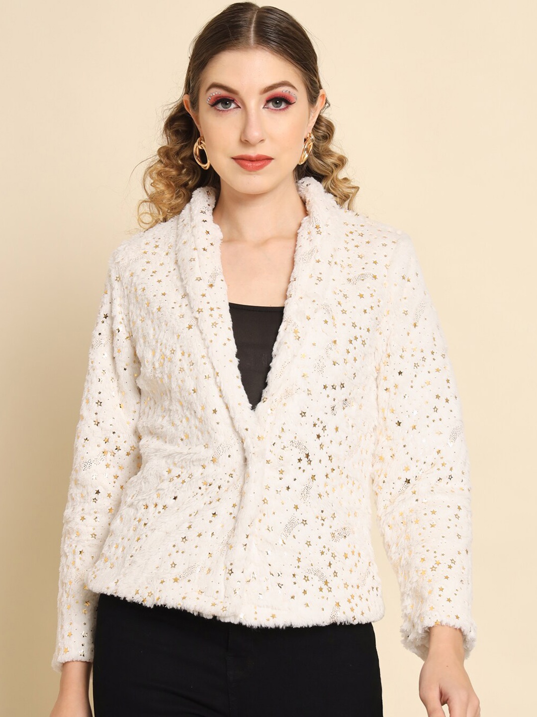 

Darzi Women Printed Single-Breasted Casual Blazer, Off white