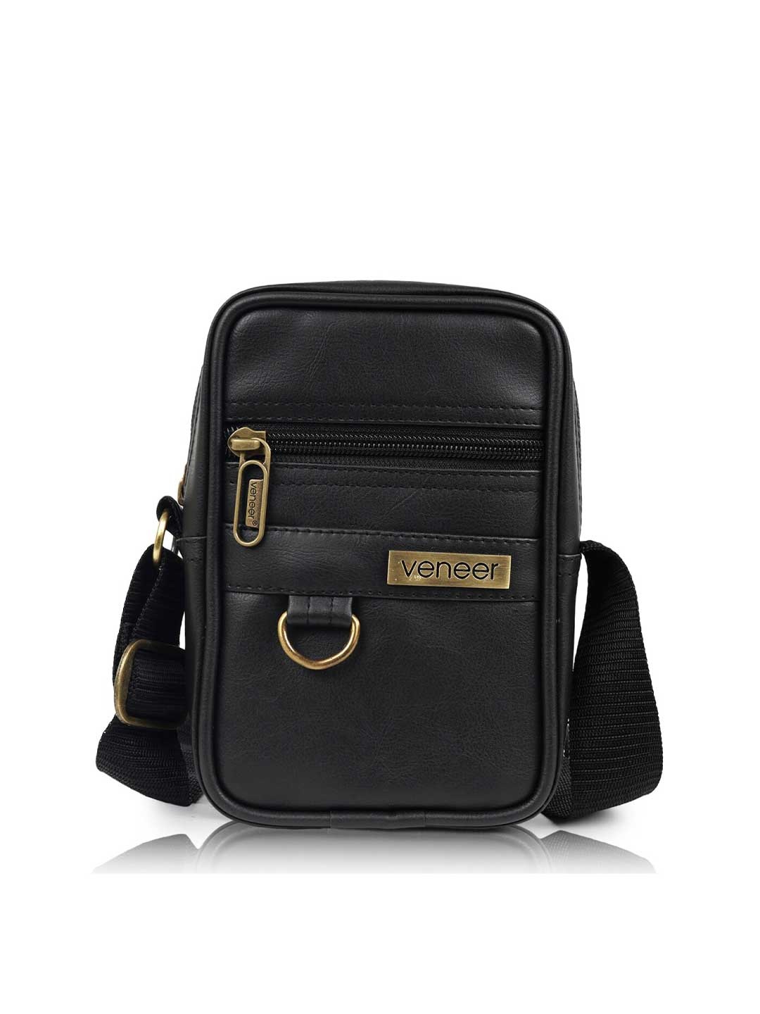 

Veneer Men Casual Side Crossbody Sling Bag, Black