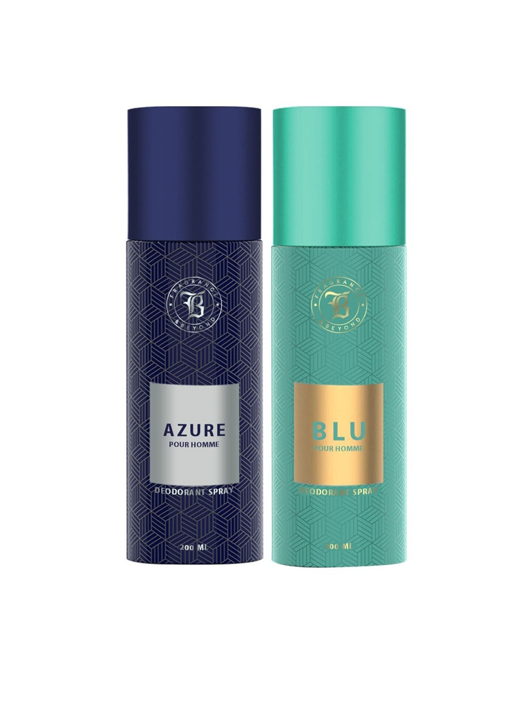

Fragrance & Beyond Men Set of Azure & Blu Deodorant Body Sprays - 200 ml Each, Blue