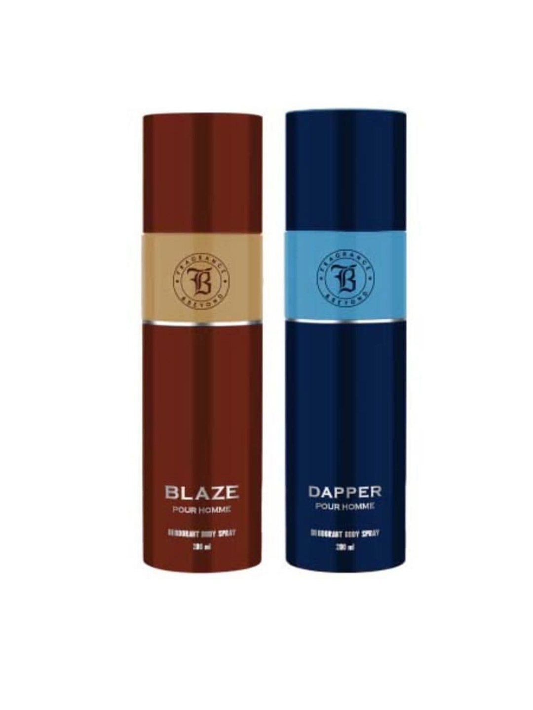 

Fragrance & Beyond Men Set of Blaze & Dapper Deodorant Body Sprays - 200 ml Each, Maroon