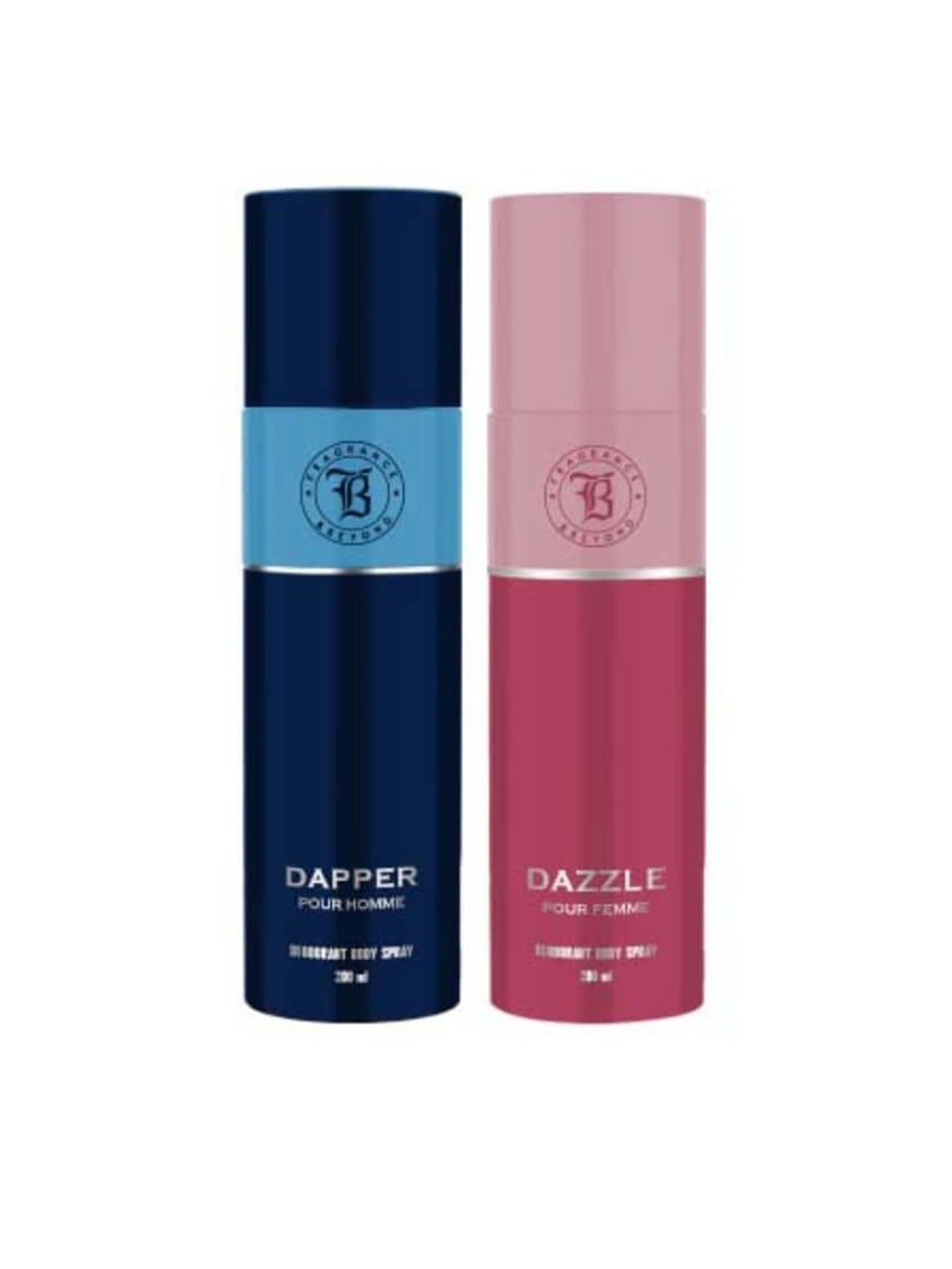 Fragrance & Beyond Set of Men Dapper & Women Dazzle Deodorant Body Sprays - 200 ml Each, Blue