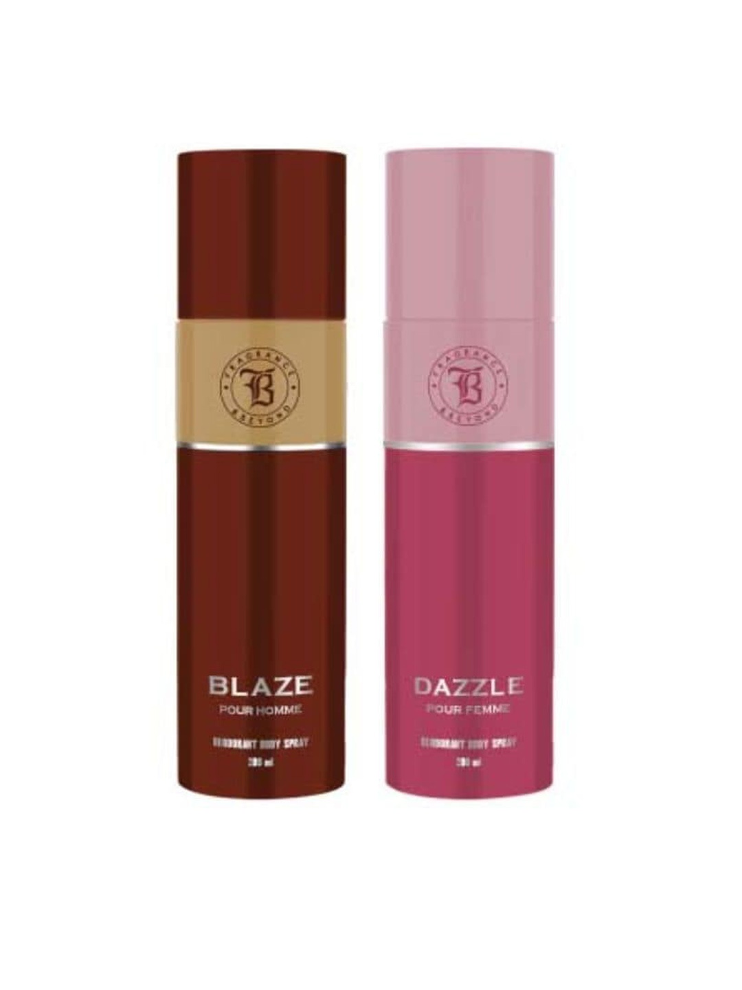 

Fragrance & Beyond Set of Men Blaze & Women Dazzle Deodorant Body Sprays - 200 ml Each, Maroon