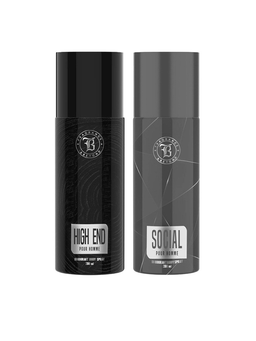 

Fragrance & Beyond Men Set of High End & Social Deodorant Body Sprays - 200 ml Each, Black