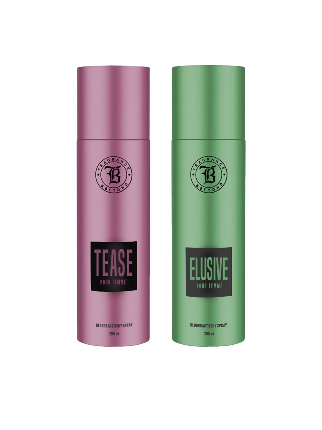 

Fragrance & Beyond Women Set of Tease & Elusive Deodorant Body Spray - 200 ml Each, Green