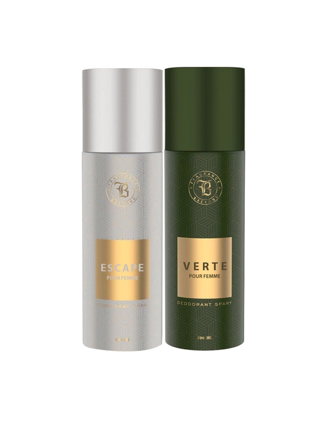 

Fragrance & Beyond Set Of 2 Verte Deodorant Body Spray & Escape Deodorant Body Spray 200 ml Each, Green