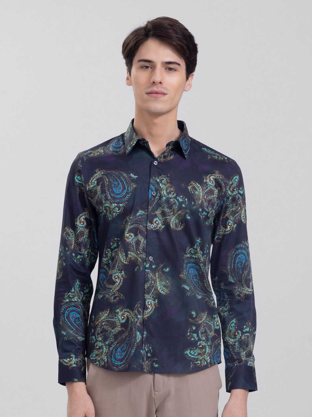 

Snitch Men Slim Fit Printed Casual Cotton Shirt, Blue