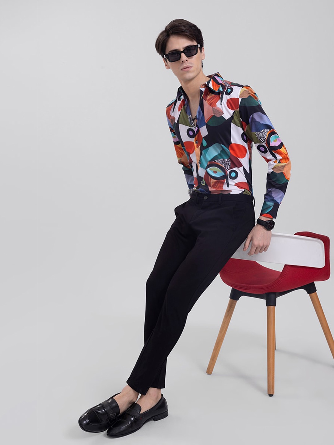 

Snitch Men Slim Fit Printed Casual Cotton Shirt, White