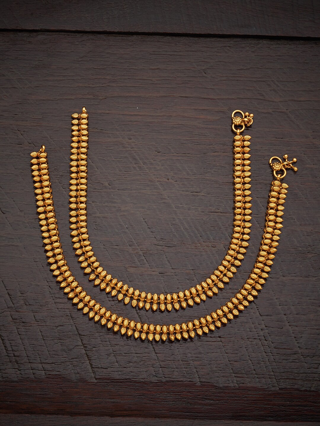 

Kushal's Fashion Jewellery Set Of 2 Antique Anklet, Gold