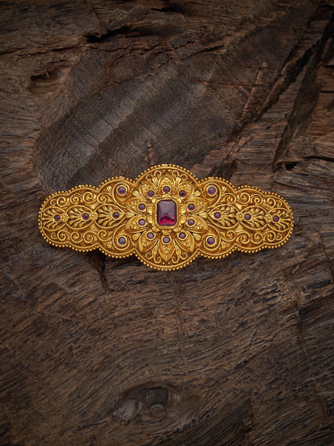 

Kushal's Fashion Jewellery Women Embellished French Barrette, Gold